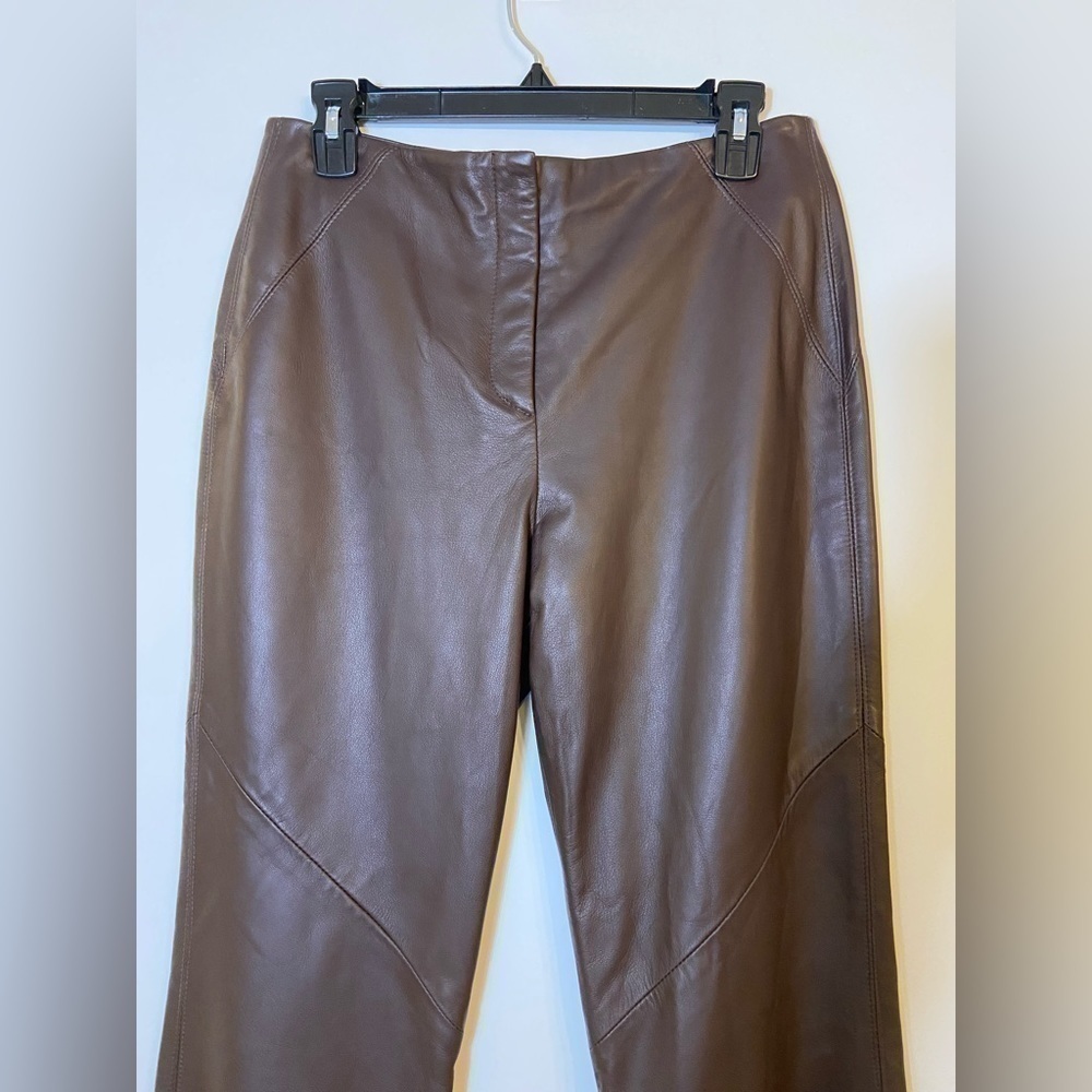VINTAGE Neto French Laundry Genuine Lambskin Leather High Waisted Bootcut Pant 8 - Picture 2 of 8